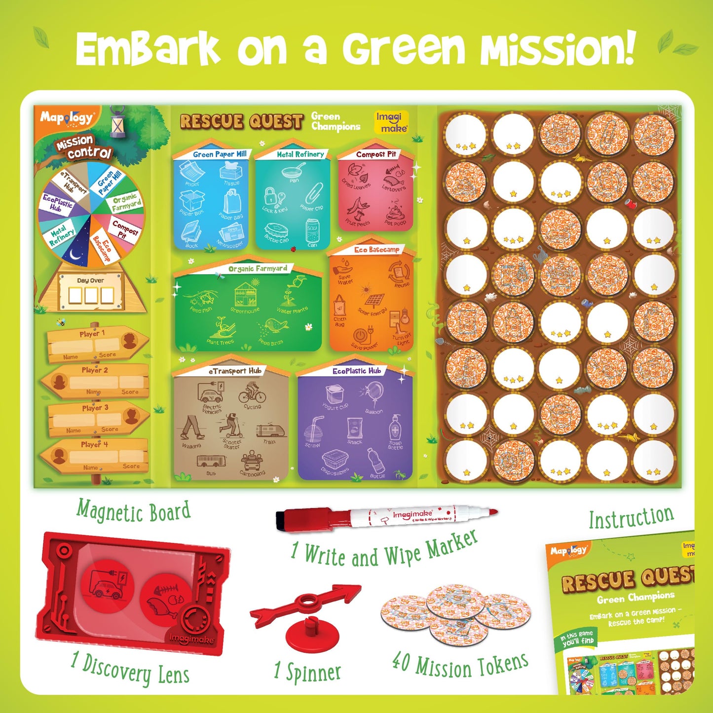 Imagimake Rescue Quest – Green Champions | Eco Education Board Game for Kids 5-10