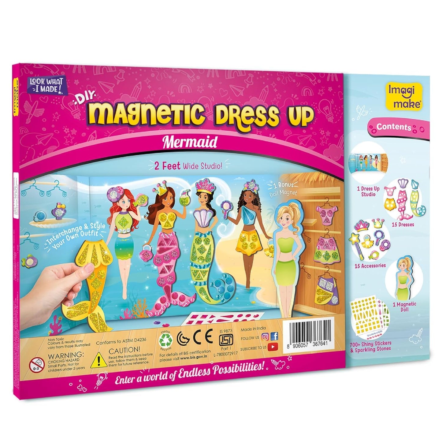 Imagimake DIY Magnetic Dress-Up Mermaid Kit – 30 Outfits & Accessories