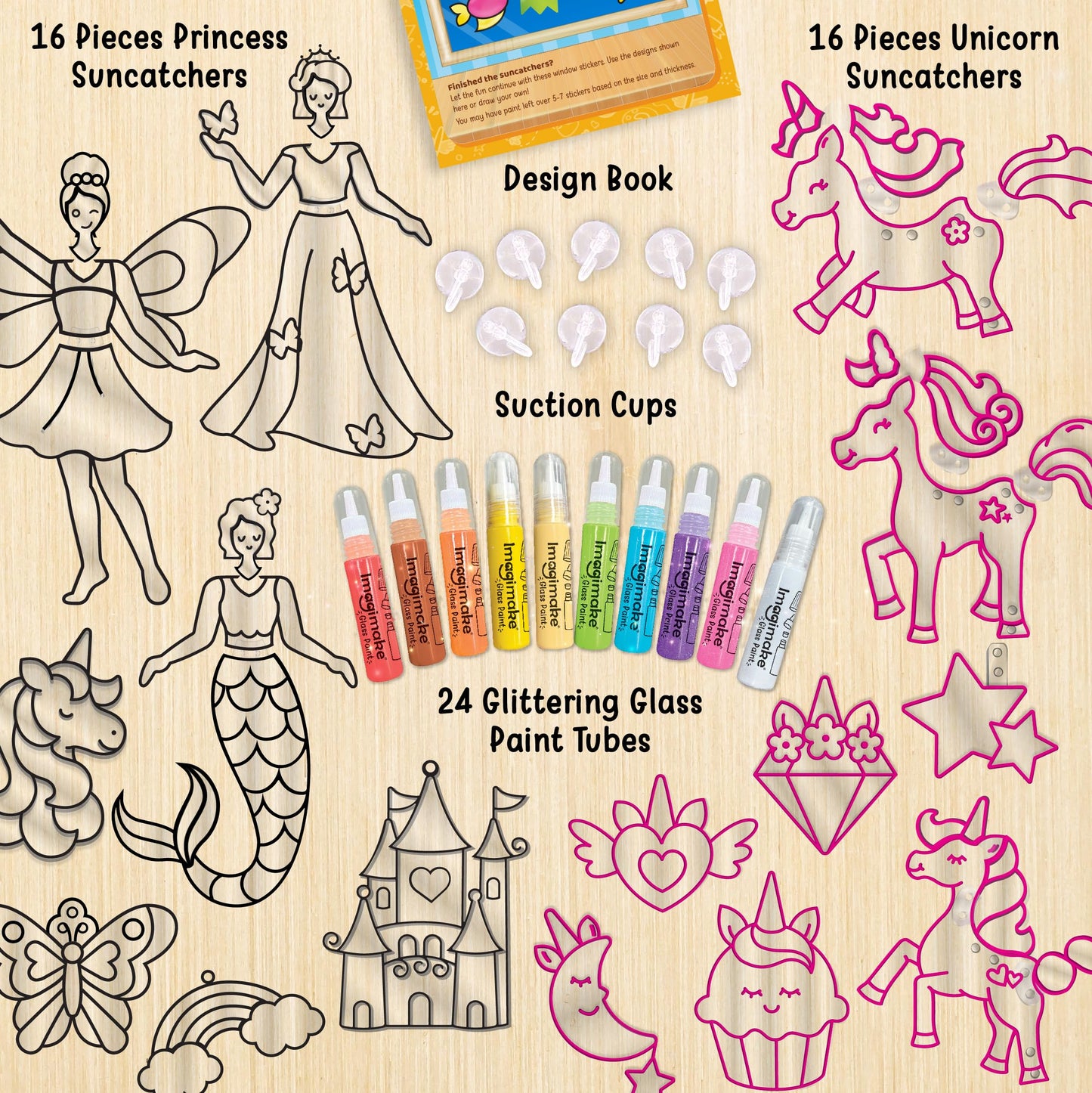 Imagimake Window Art Princess & Unicorn Suncatcher Kit for Kids 5–8