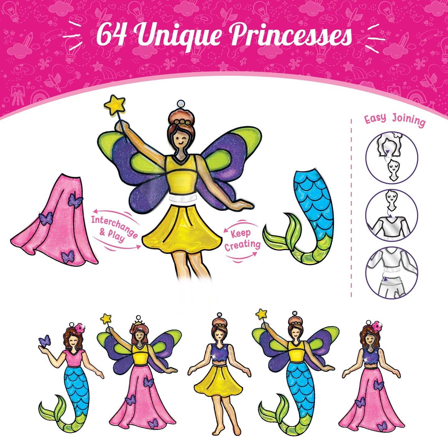 Imagimake Window Art Princess & Unicorn Suncatcher Kit for Kids 5–8