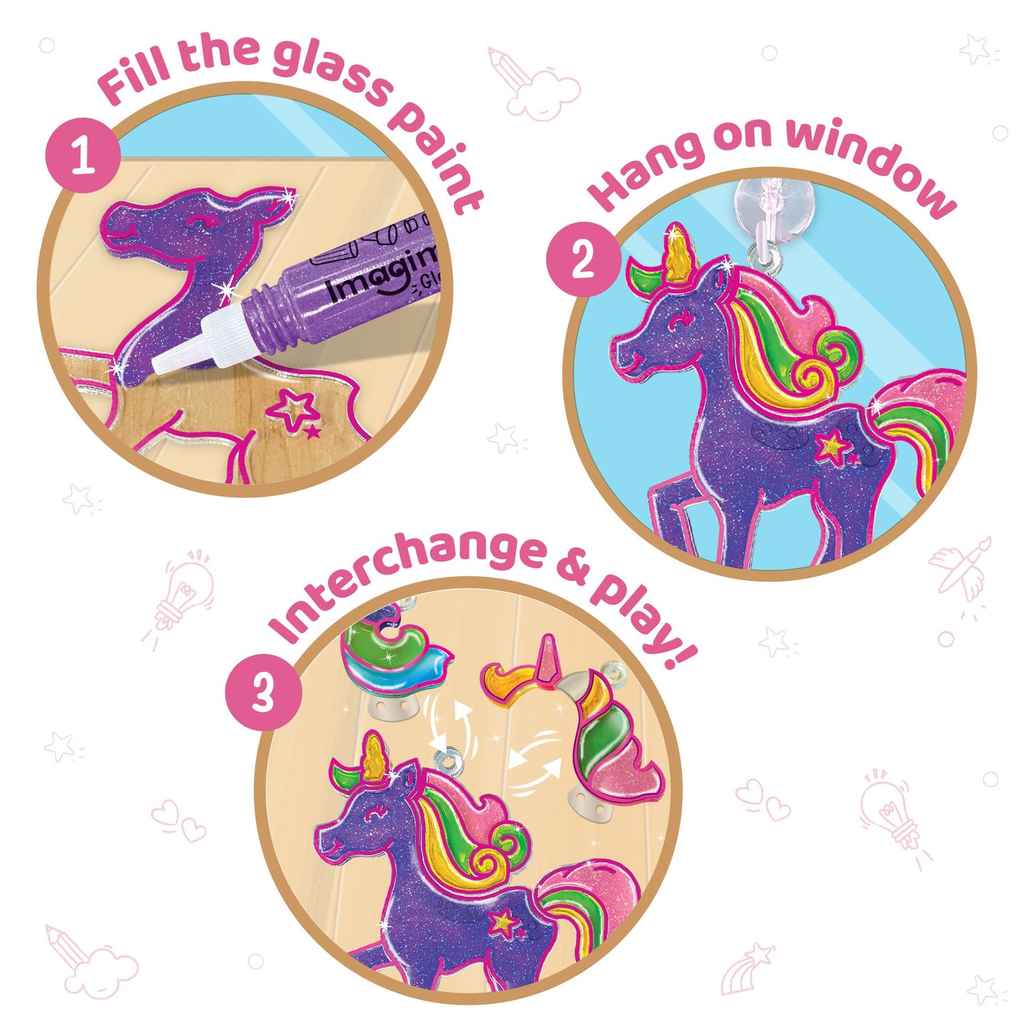 Imagimake Window Art Princess & Unicorn Suncatcher Kit for Kids 5–8