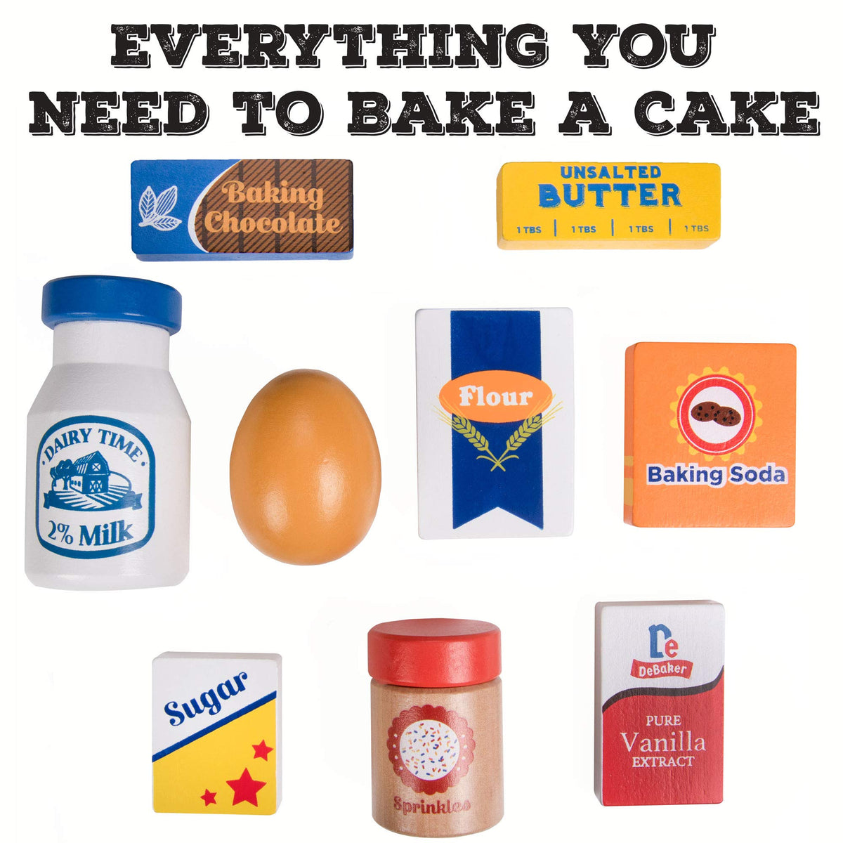 Imagination Generation Baker's Mart Ingredient Set | Wooden Pretend Play Food & Kitchen Toys