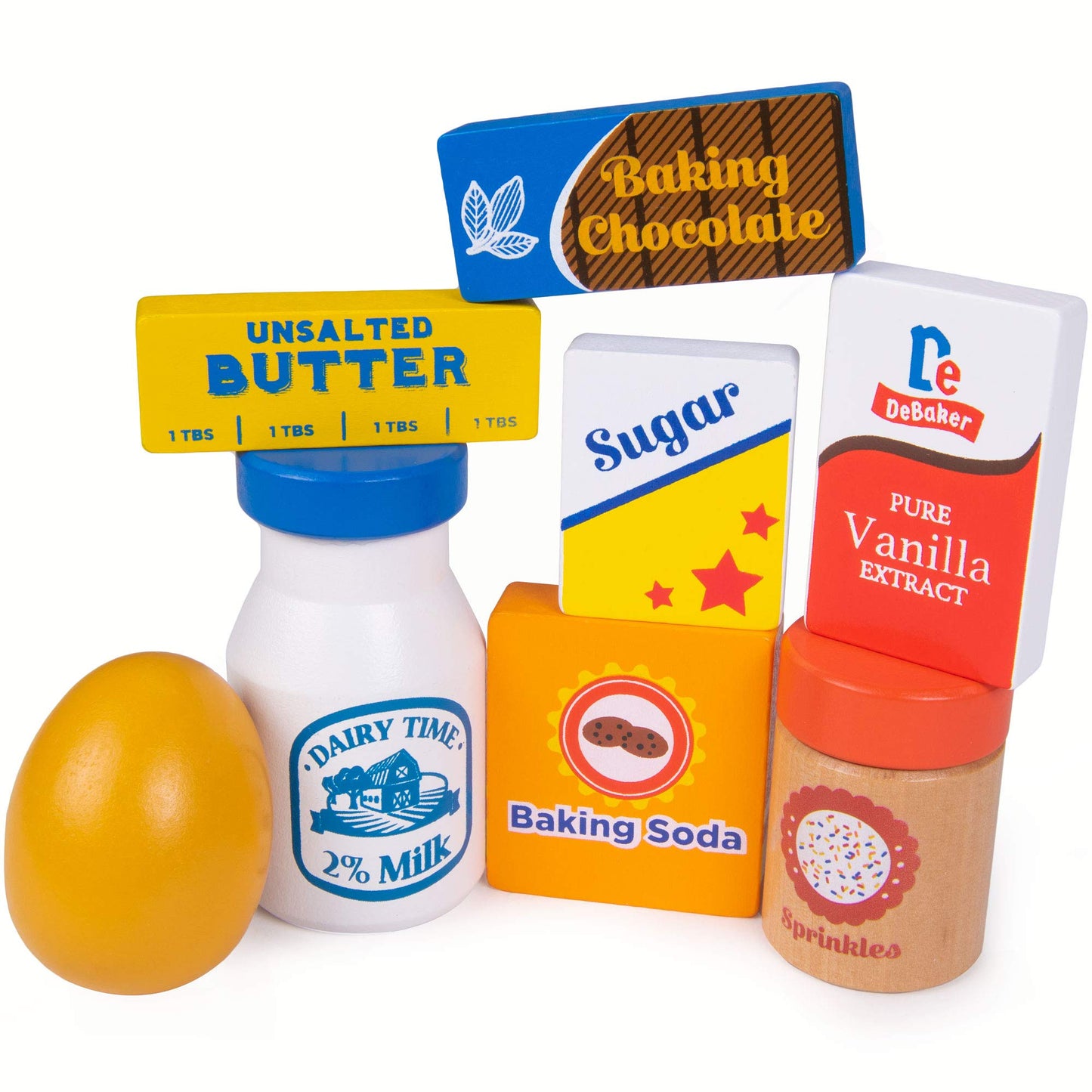 Imagination Generation Baker's Mart Ingredient Set | Wooden Pretend Play Food & Kitchen Toys
