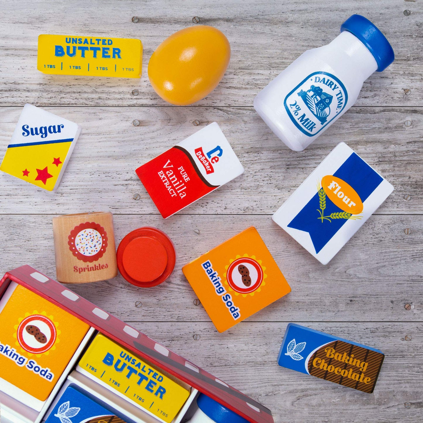 Imagination Generation Baker's Mart Ingredient Set | Wooden Pretend Play Food & Kitchen Toys