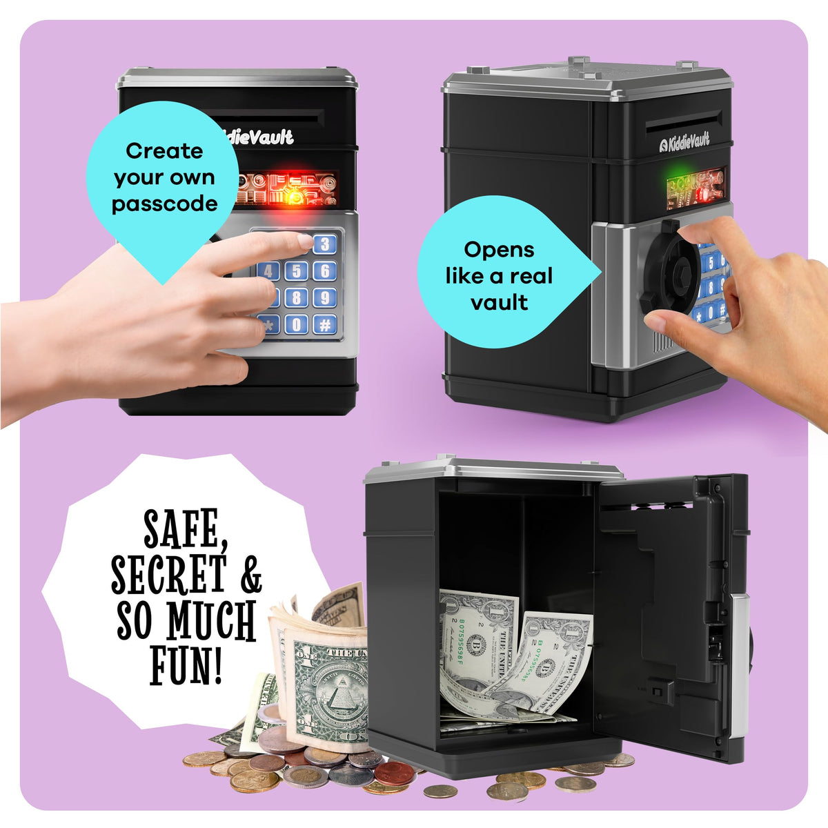 Imagineers KiddieVault: Electronic Piggy Bank with Passcode & ATM Safe