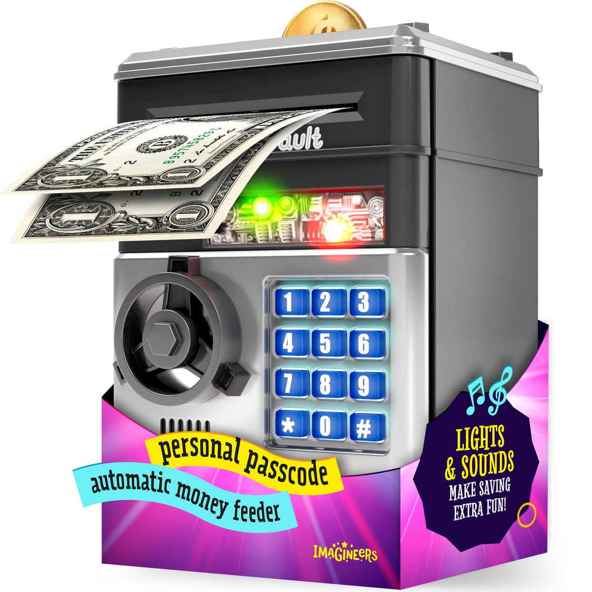 Imagineers KiddieVault: Electronic Piggy Bank with Passcode & ATM Safe