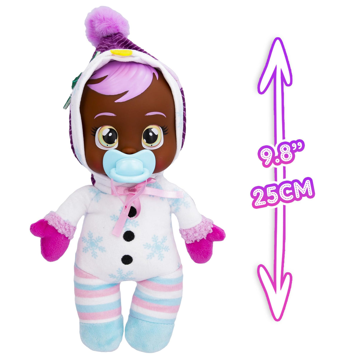 Cry Babies Tiny Cuddles Christmas Holly — 9\" Baby Doll with Real Tears & Snowman Pajamas | IMC Toys