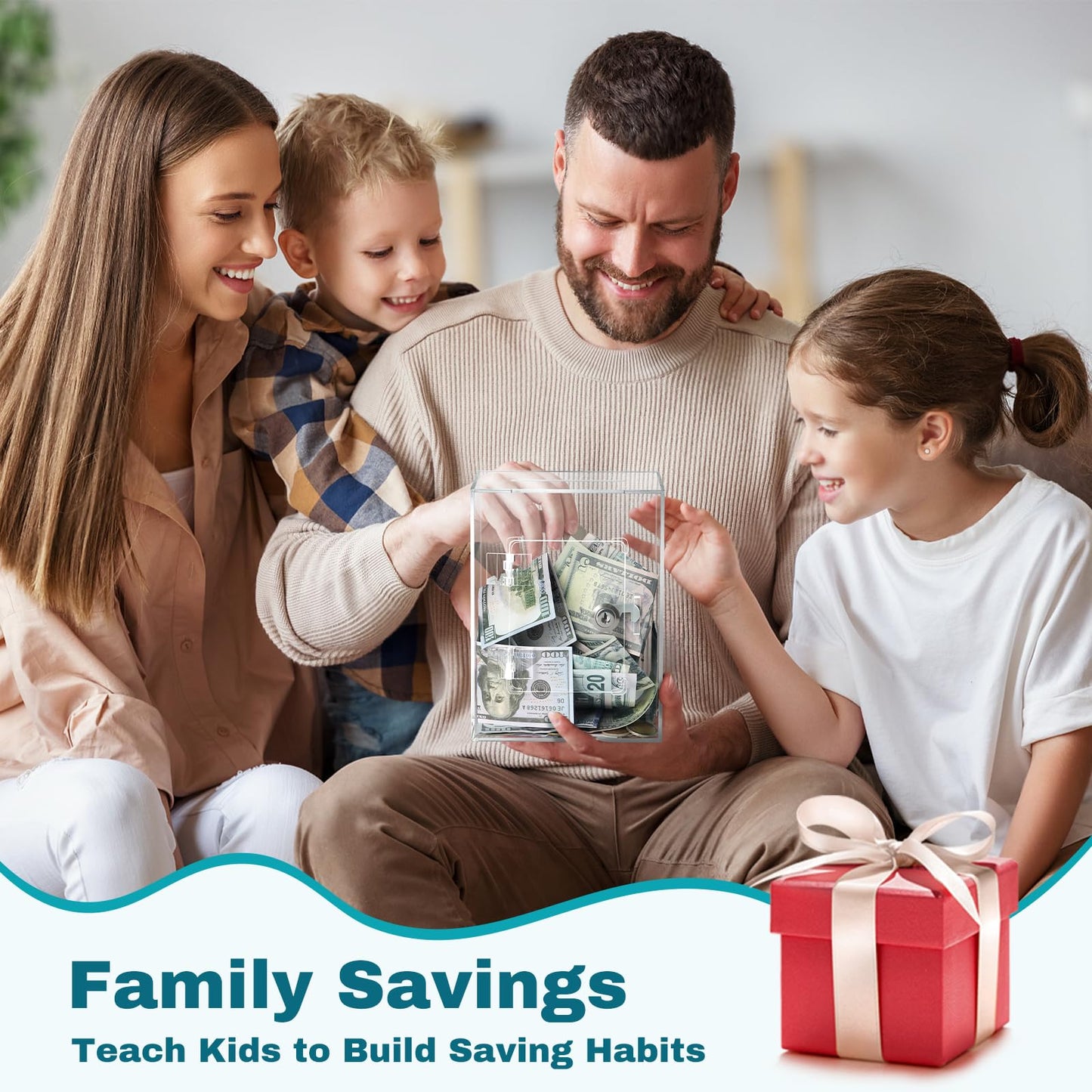Imeepa Clear Acrylic Piggy Bank with Lock & Key – Transparent Money Saving Box for Kids & Adults