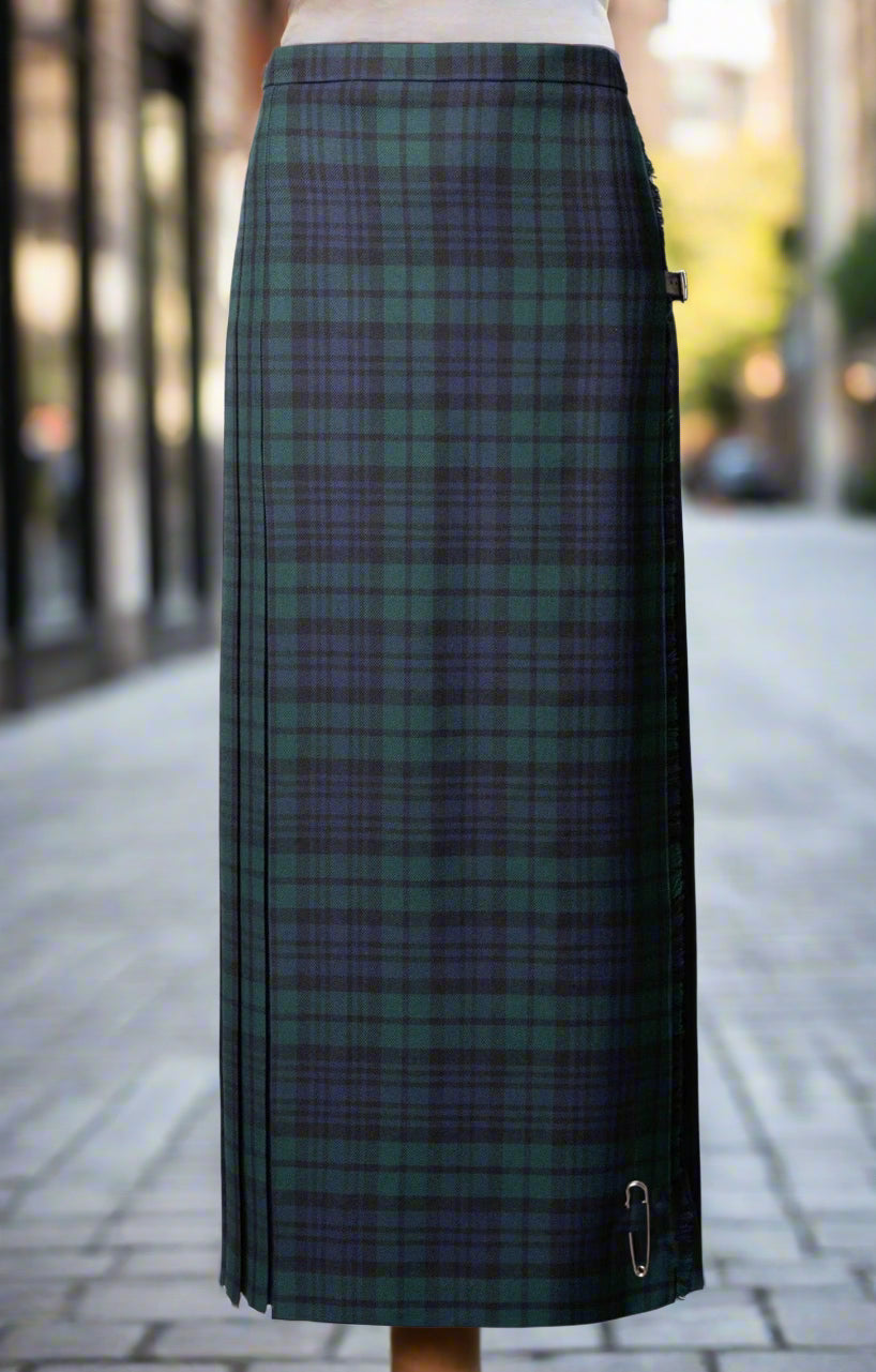 Ladies Tartan Kilted Full Length Kilted Hostess Tartan Skirt Length 38 inches