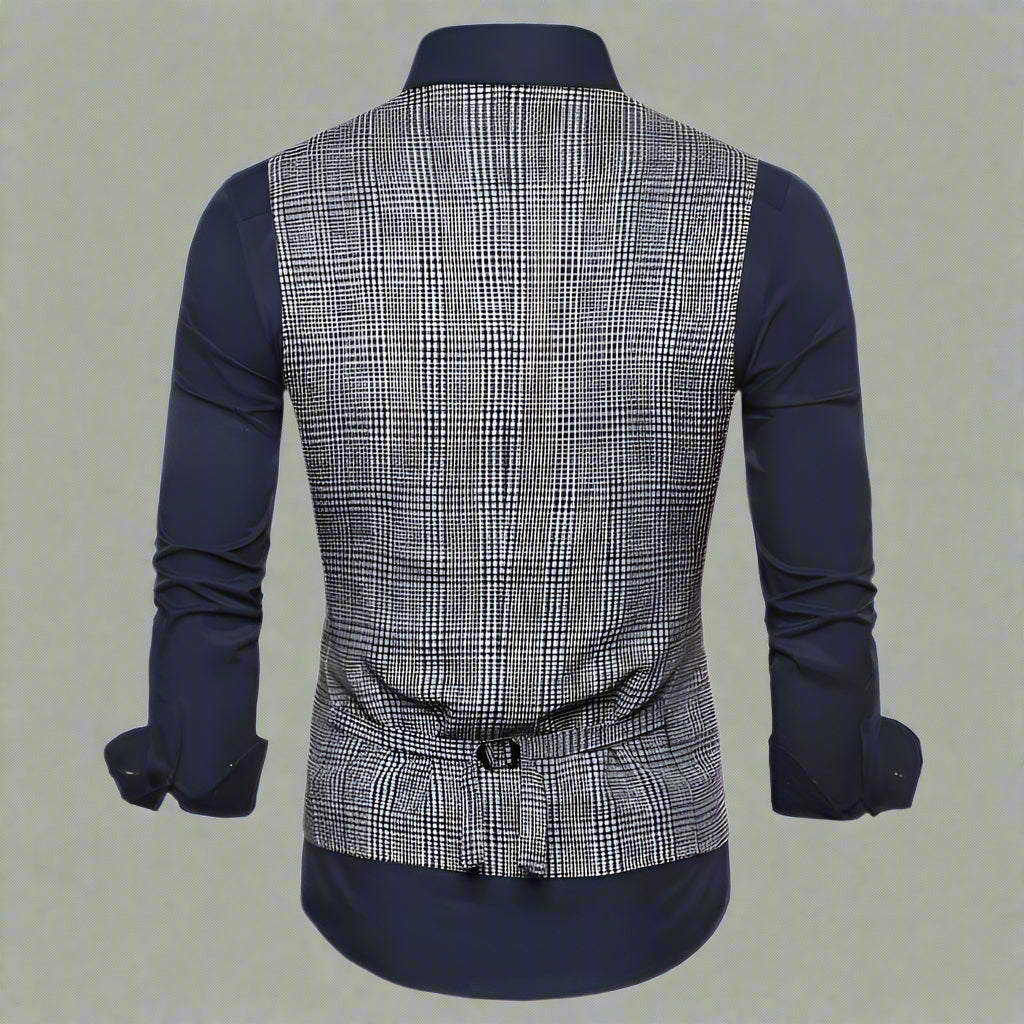 Men’s Slim Fit Plaid Waistcoat – Thin Business Vest for Formal & Casual Wear