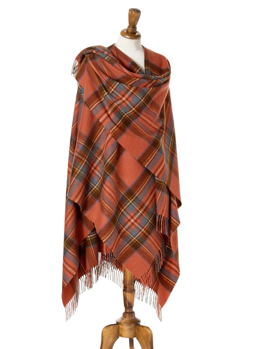 Antique Royal Stewart Tartan –Acrylic Wool Scottish Cape Shawl Wrap, Luxury Heritage Plaid