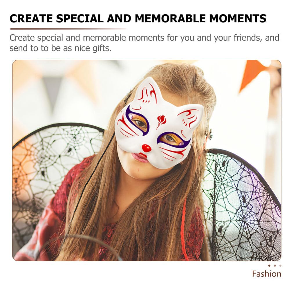 IMIKEYA 6pcs Cat Masks – White Blank DIY Paintable Half Face for Cosplay