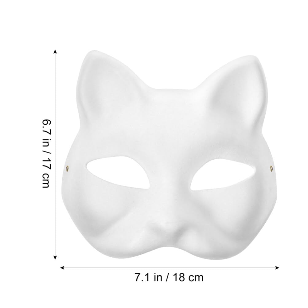 IMIKEYA 6pcs Cat Masks – White Blank DIY Paintable Half Face for Cosplay