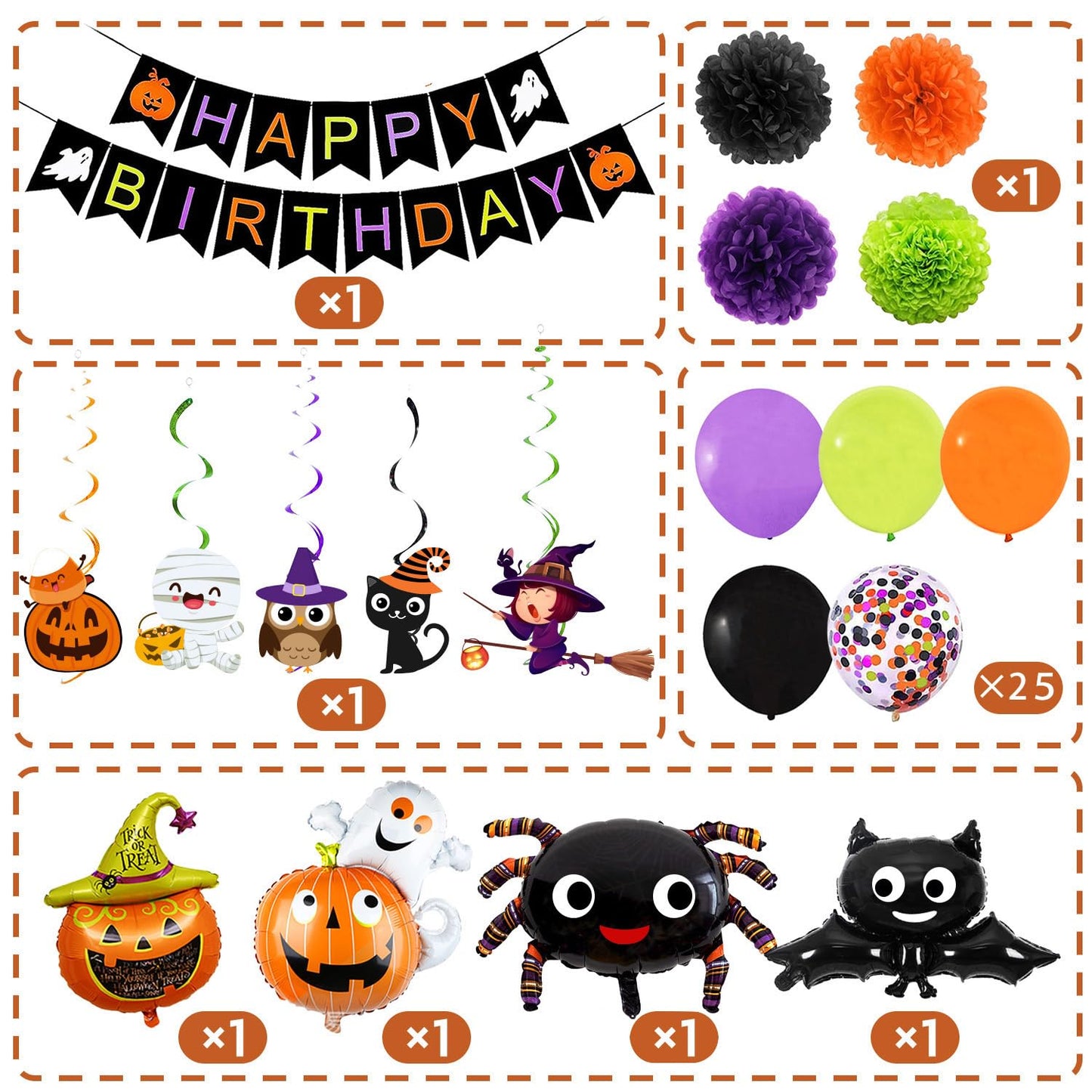 IMISHM Halloween Party Decorations Kit — Banner, Balloons & Cake Topper for Halloween Birthday