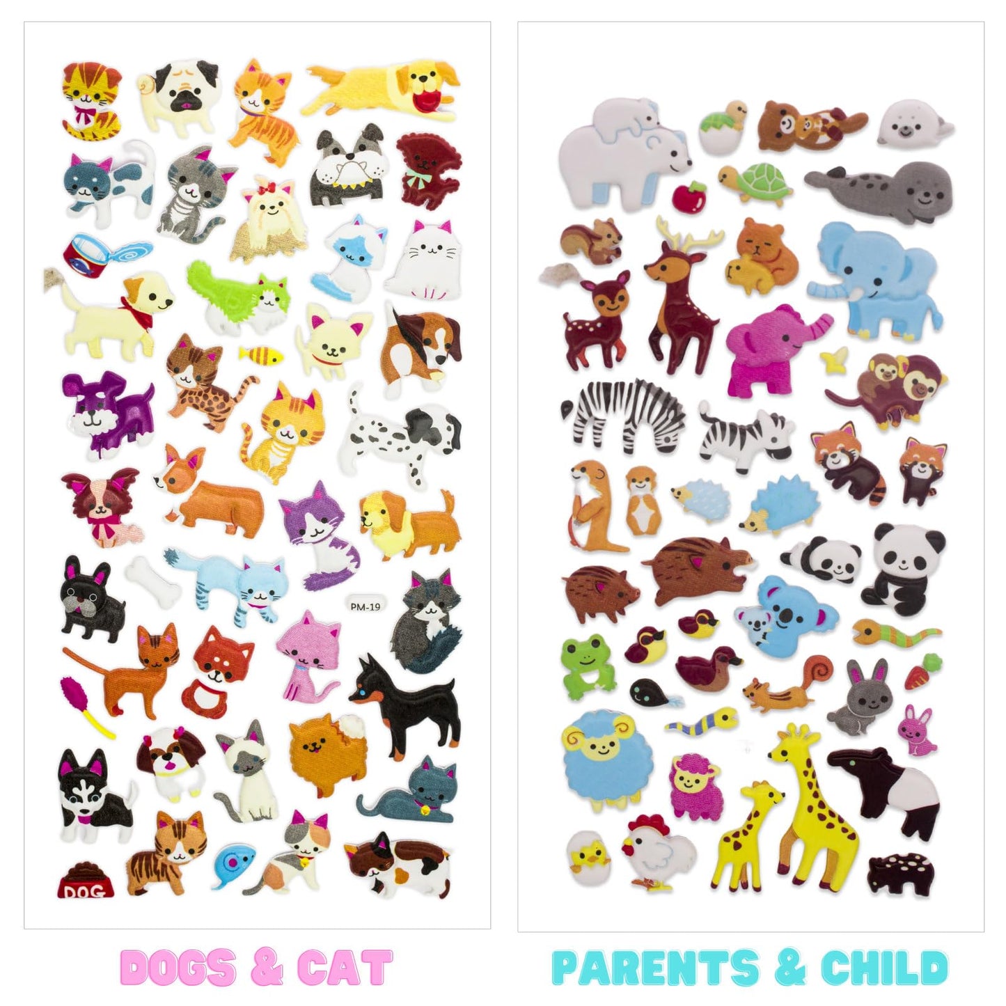 IMNEXT2U 3D Puffy Stickers for Kids – Reusable 4-Sheet Animal Sticker Pack (80+ Pieces)