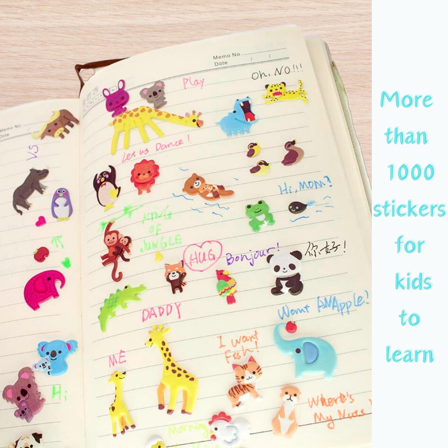 IMNEXT2U 3D Puffy Stickers for Kids – Reusable 4-Sheet Animal Sticker Pack (80+ Pieces)