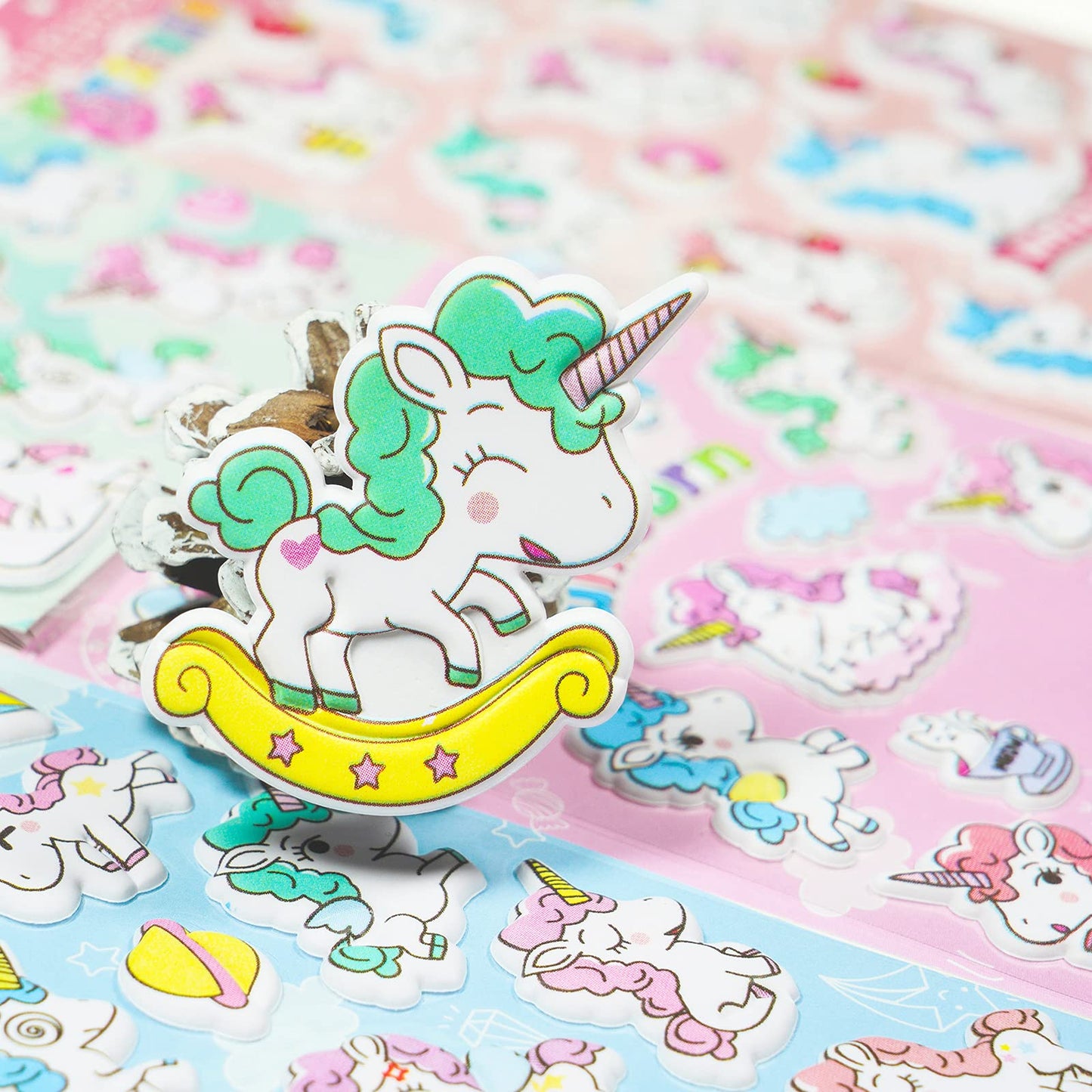 IMNEXT2U Puffy Stickers for Girls — 4 Sheets, 80+ 3D Kawaii Decals, Waterproof & Reusable