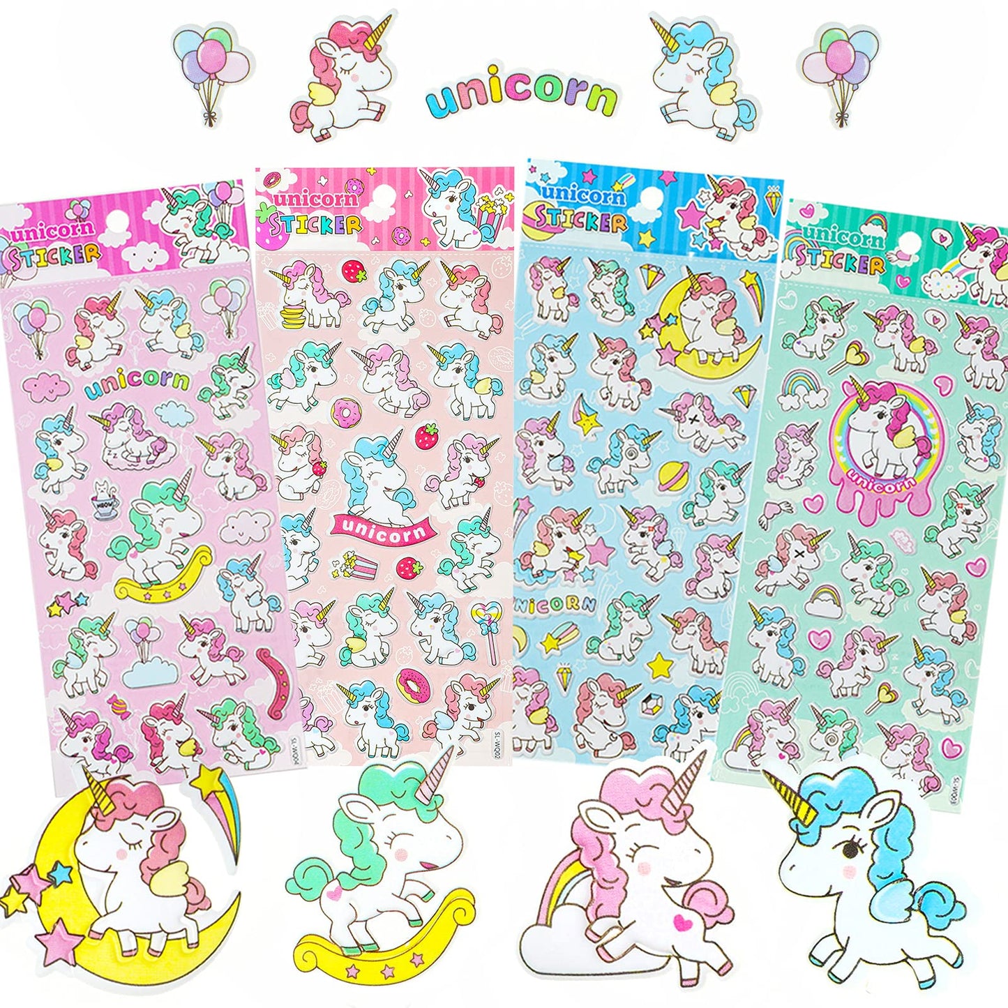 IMNEXT2U Puffy Stickers for Girls — 4 Sheets, 80+ 3D Kawaii Decals, Waterproof & Reusable