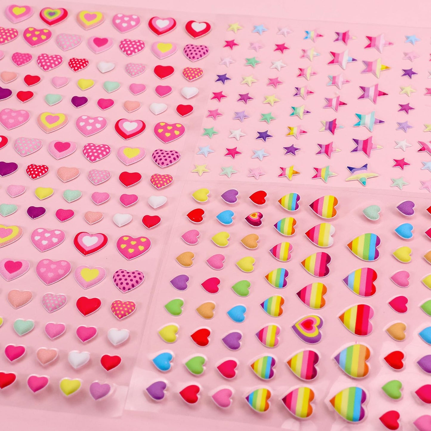 IMNEXT2U Puffy Stickers for Kids – Star & Love Heart Classroom Rewards (4 Sheets, 60+ Pieces)