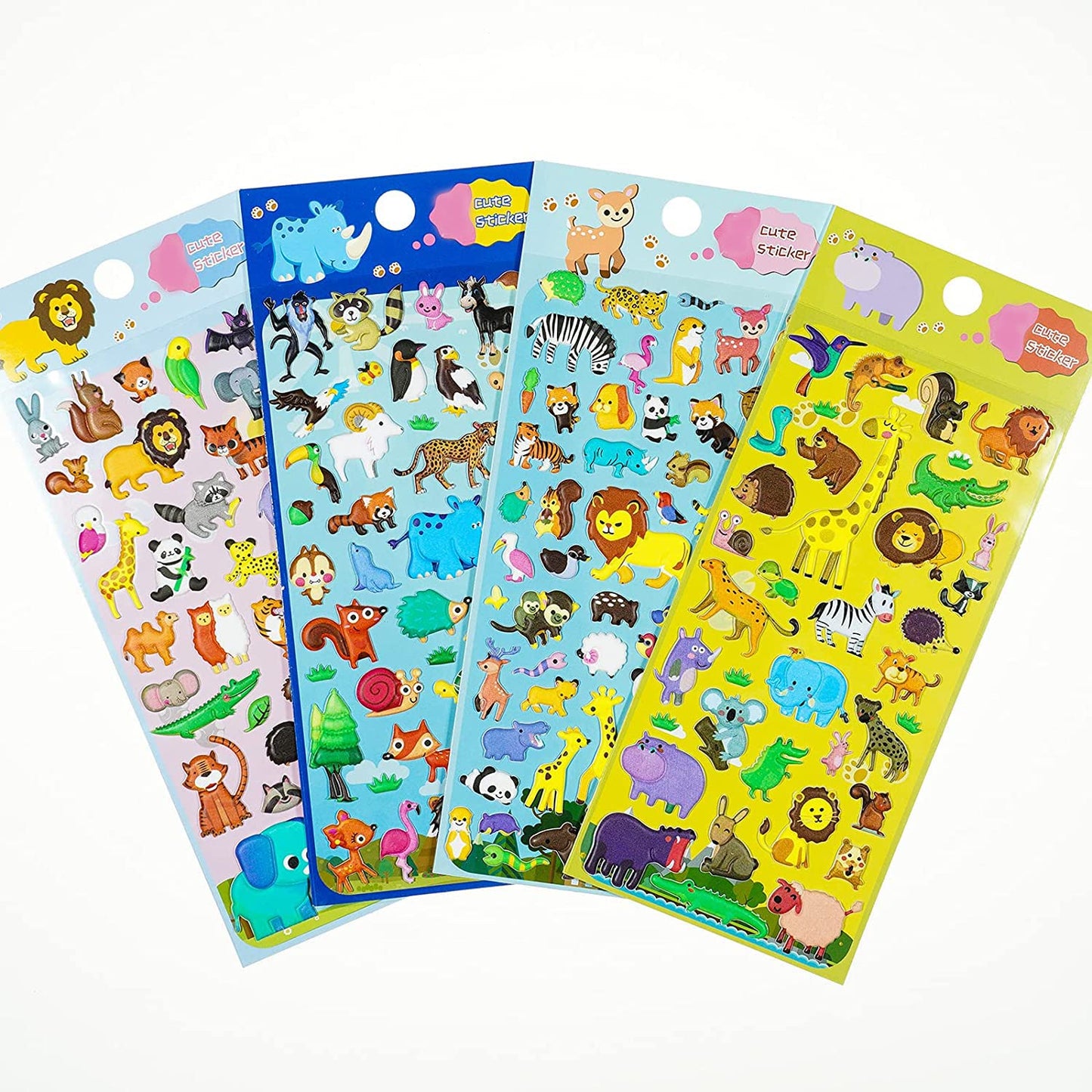 IMNEXT2U 3D Puffy Stickers for Kids – Reusable Foam Sticker Pack, 4 Sheets, 60+ Pieces, Dinosaurs & Animals
