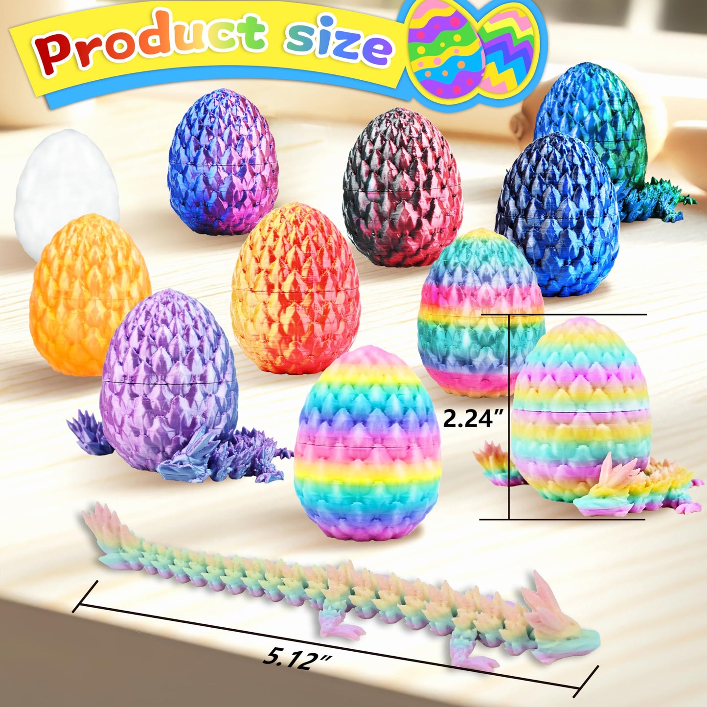Impossmaker 12PCS Crystal Dragon Eggs – Colorful 3D Printed Fidget Toys & Fantasy Decor