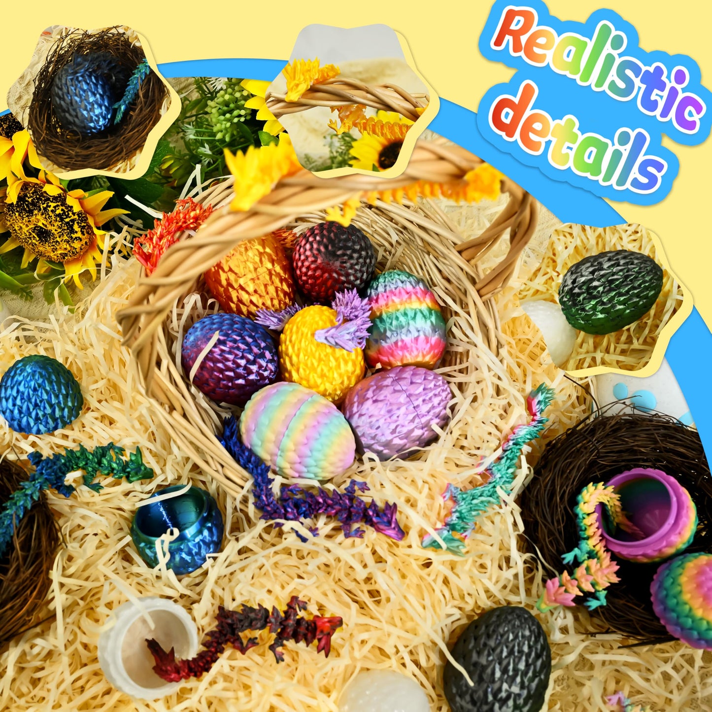 Impossmaker 12PCS Crystal Dragon Eggs – Colorful 3D Printed Fidget Toys & Fantasy Decor