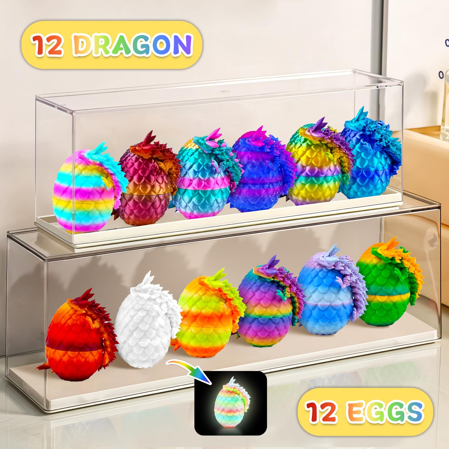 Impossmaker 12-Pack 3D Printed Dragon Eggs with Dragon Inside – Unique Gifts & Desk Decor