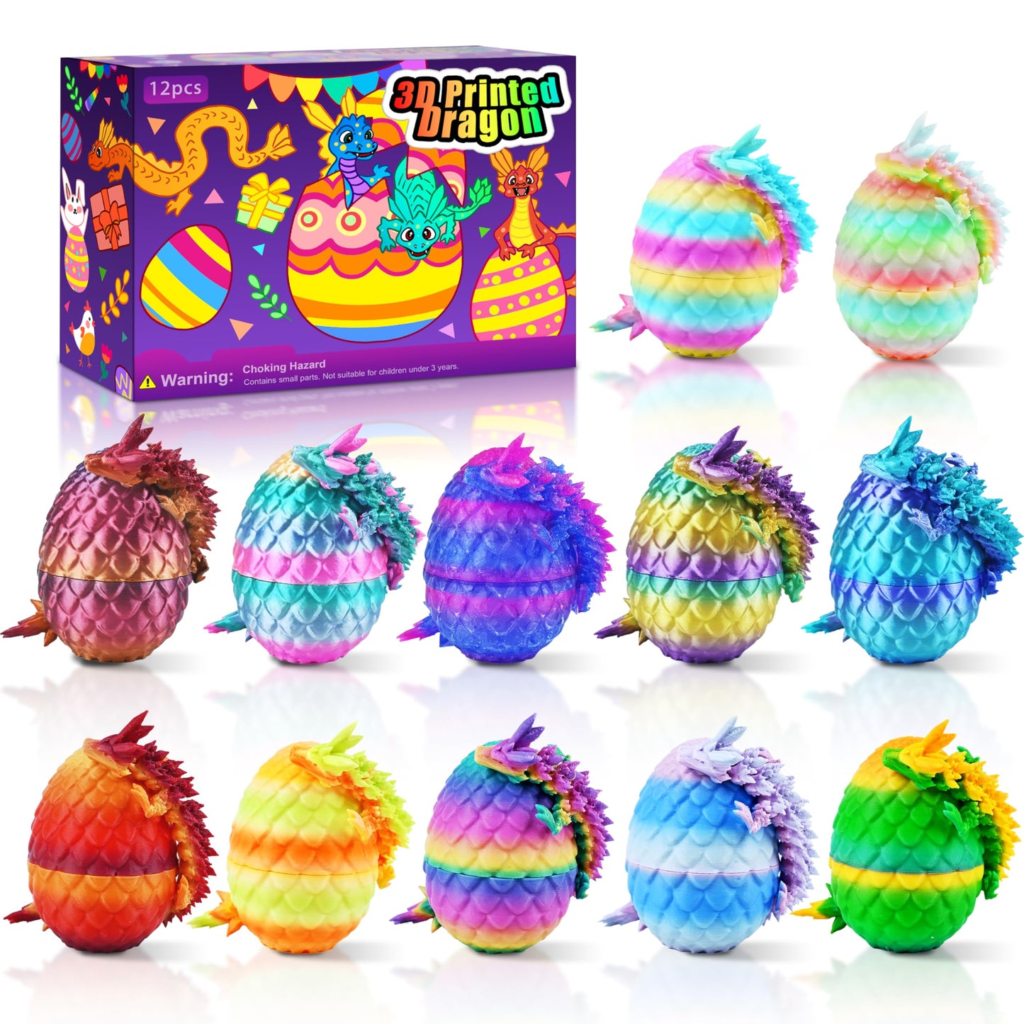 Impossmaker 12-Pack 3D Printed Dragon Eggs with Dragon Inside – Unique Gifts & Desk Decor