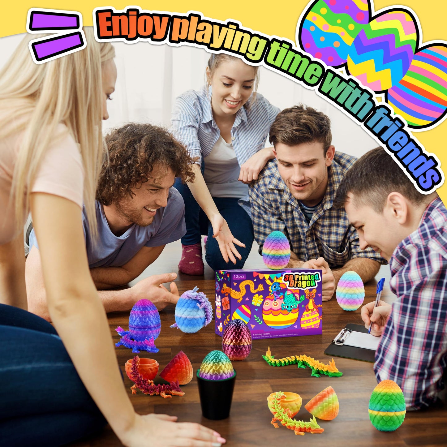 Impossmaker 12-Pack 3D Printed Dragon Eggs with Dragon Inside – Unique Gifts & Desk Decor
