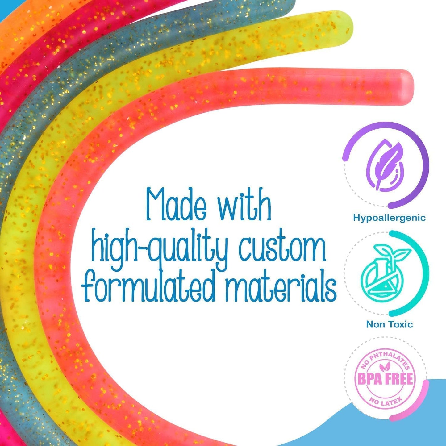 IMPRESA Glitter Sensory Noodle Strands — Monkey Noodle Fidget 5-Pack