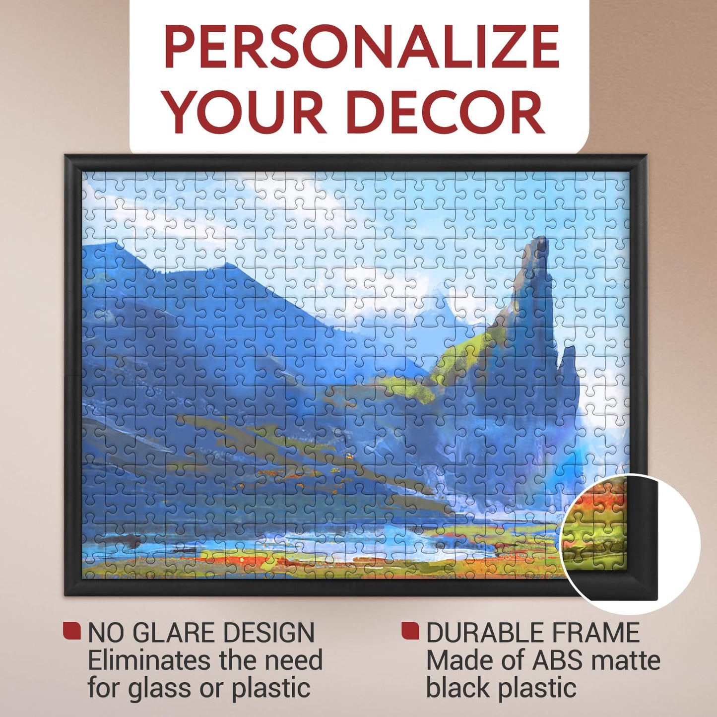 IMPRESA Jigsaw Puzzle Display Frame Kit - 2-Pack, 20x27 in Black (Fits 1000-Piece Puzzles)
