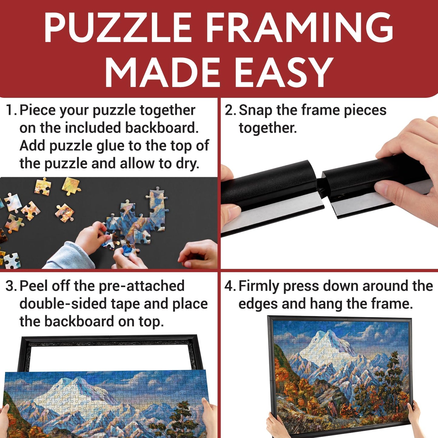 IMPRESA Jigsaw Puzzle Display Frame Kit - 2-Pack, 20x27 in Black (Fits 1000-Piece Puzzles)