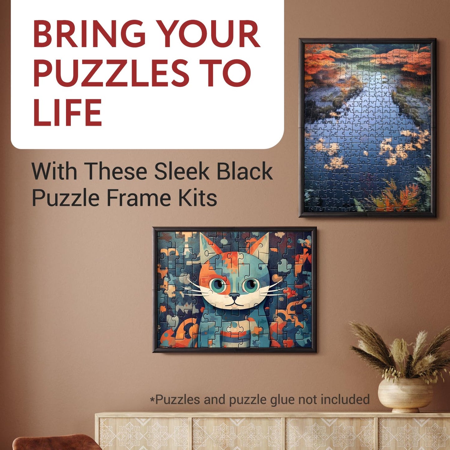 IMPRESA Jigsaw Puzzle Display Frame Kit - 2-Pack, 20x27 in Black (Fits 1000-Piece Puzzles)