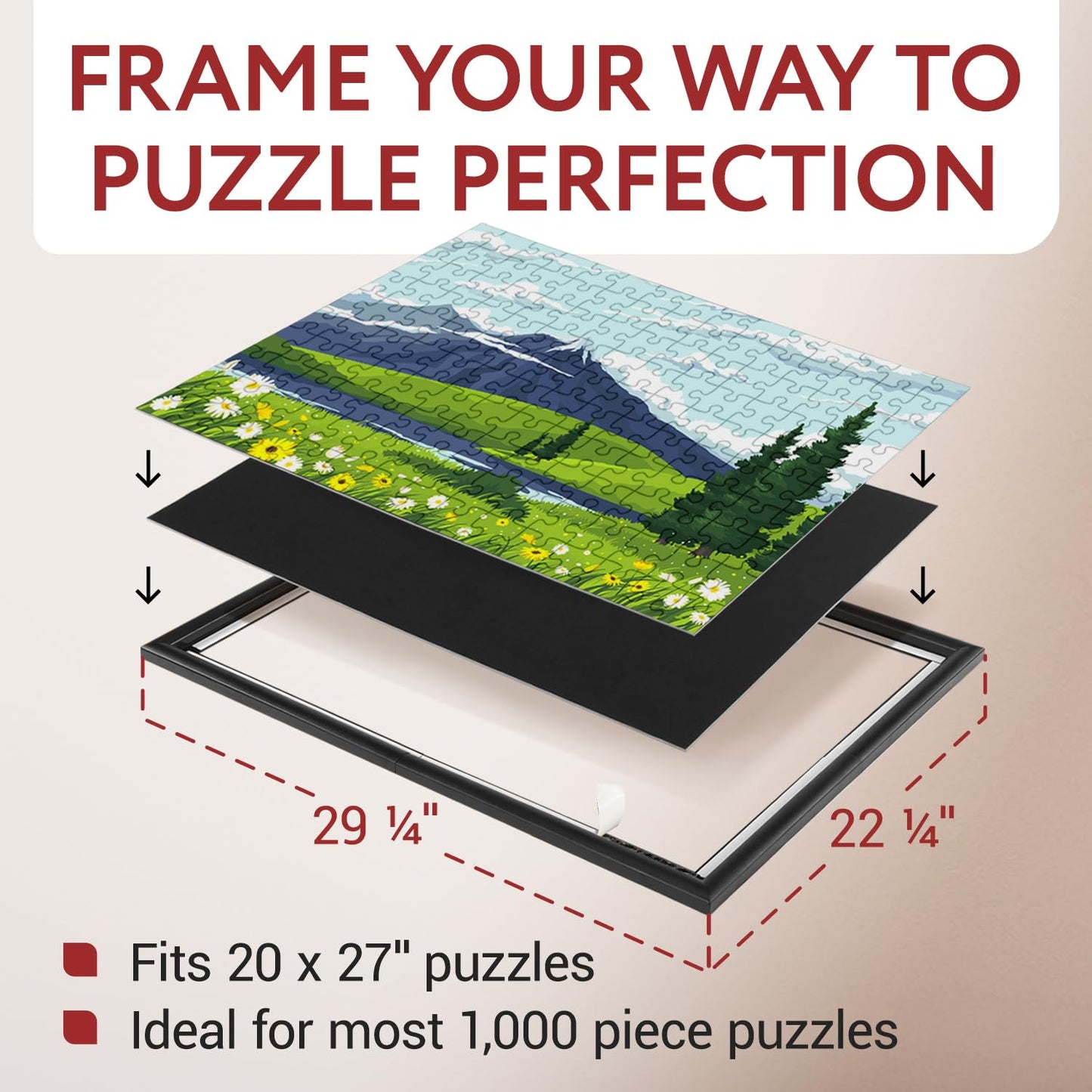 IMPRESA Jigsaw Puzzle Display Frame Kit - 2-Pack, 20x27 in Black (Fits 1000-Piece Puzzles)