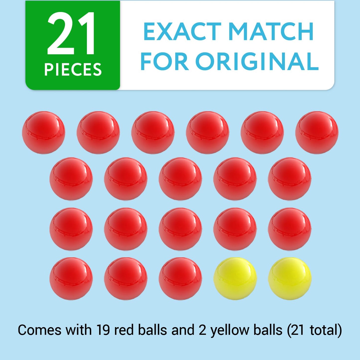 IMPRESA Replacement Marbles – 21-Piece Hippos Set (19 Red, 2 Yellow)