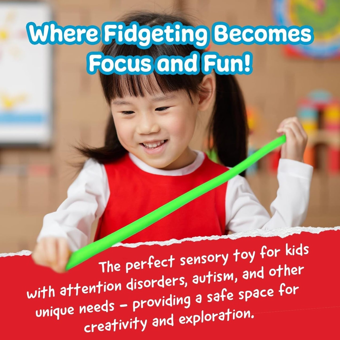 IMPRESA Monkey Noodles Fidget Toys for Focus & Calm – Multicolor 5 Pack (12 x 3 x 0.75 in)