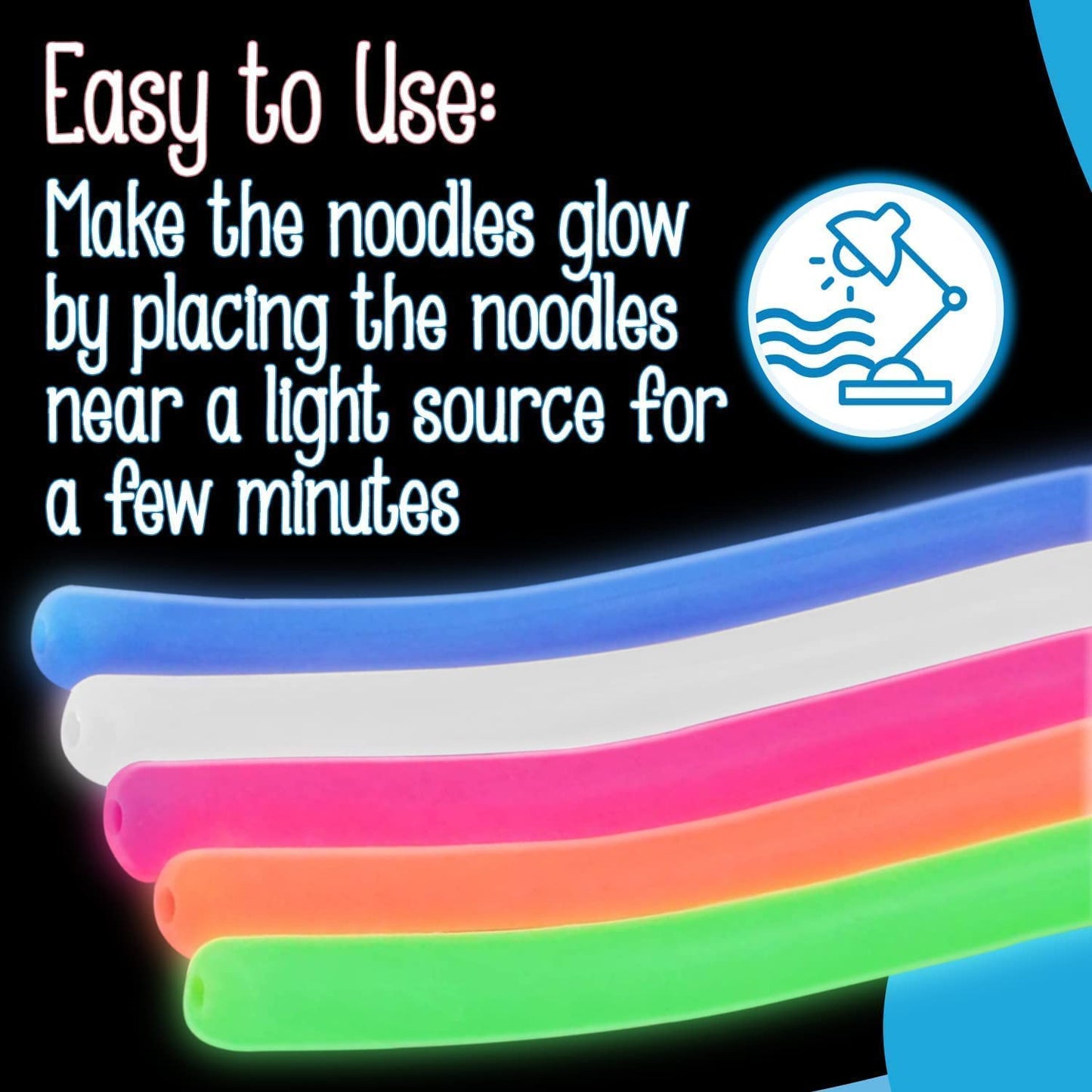 IMPRESA Noodles Toy - Glow-in-The-Dark Stretchy Fidget 5-Pack, Multicolor