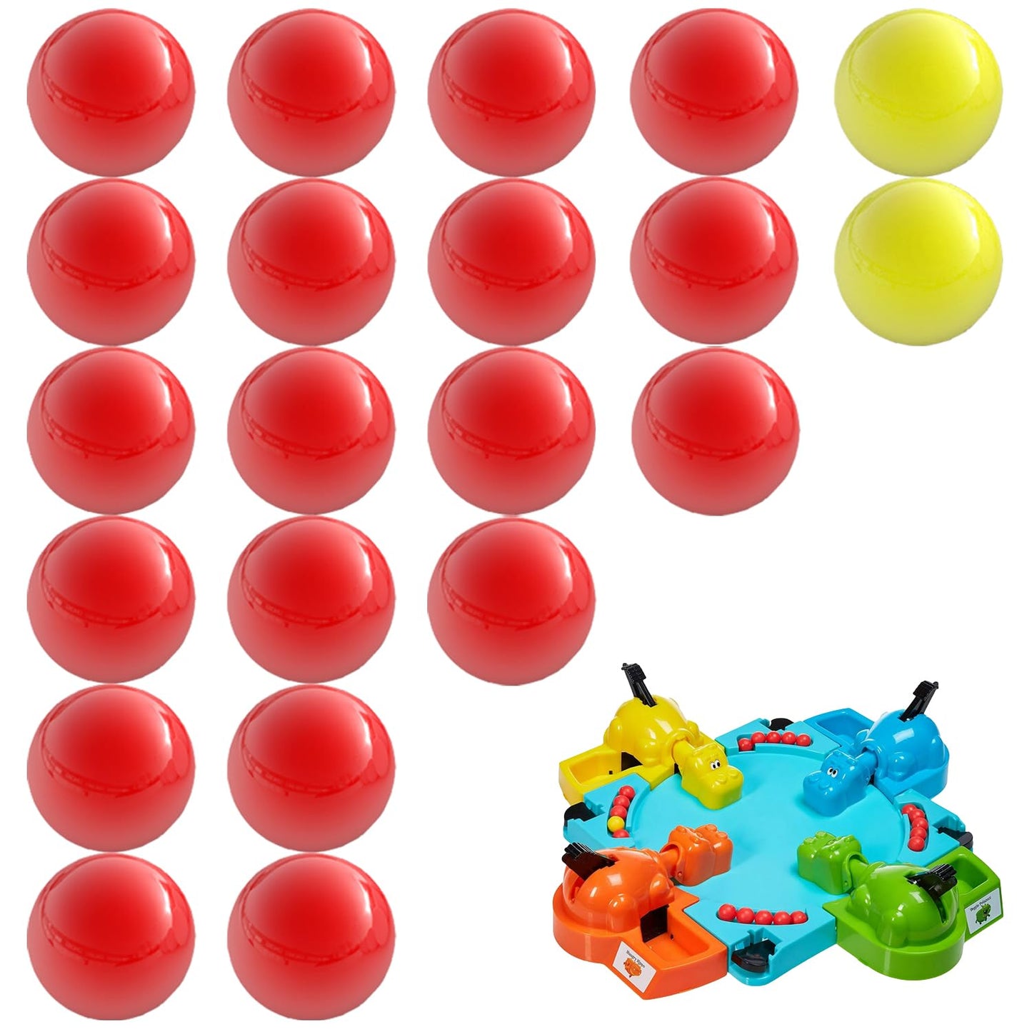 IMPRESA Replacement Marbles – 21-Piece Hippos Set (19 Red, 2 Yellow)