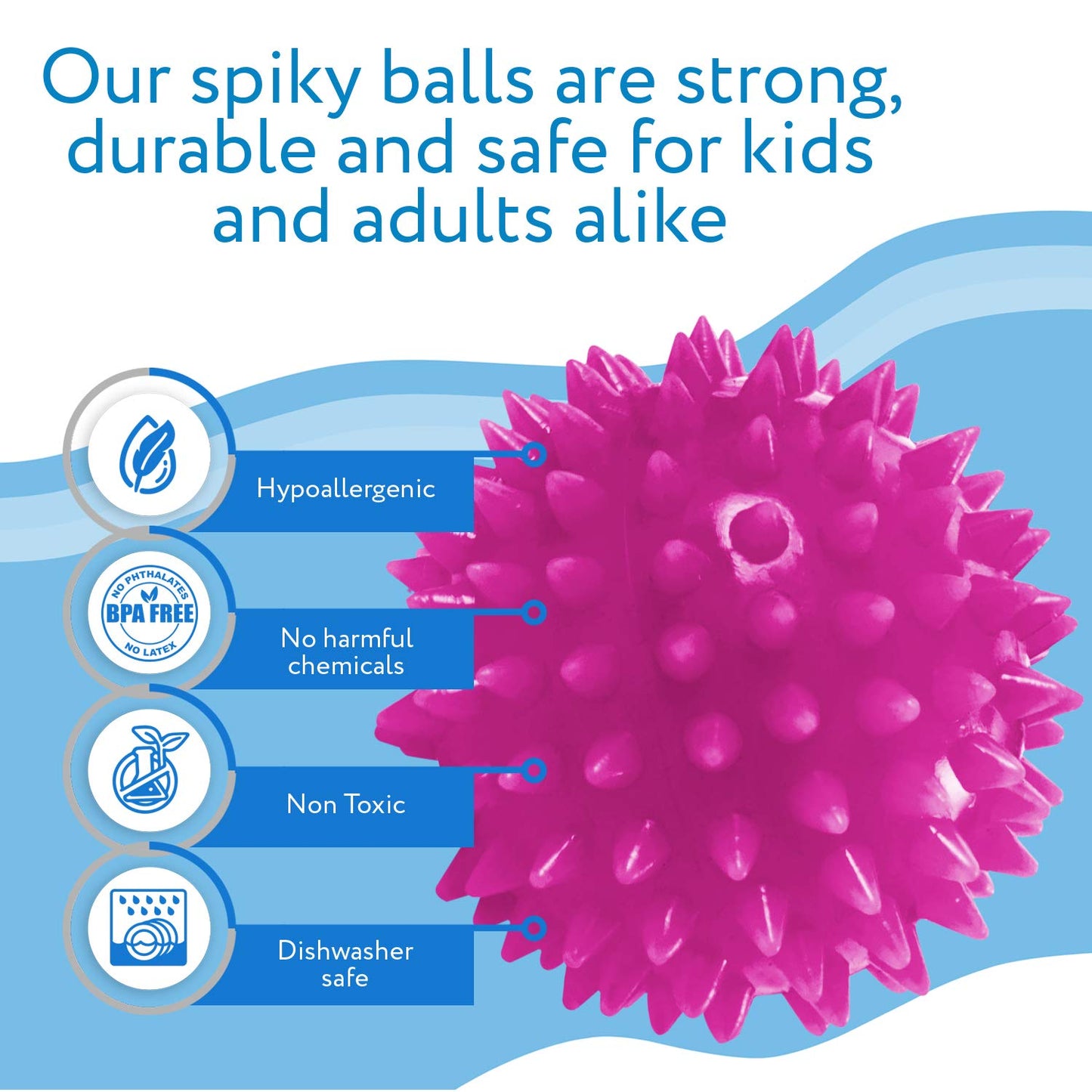 IMPRESA Spiky Balls – 5 Pack Multicolor Fidget Toys for Kids & Adults | Safe, Durable Sensory Tools
