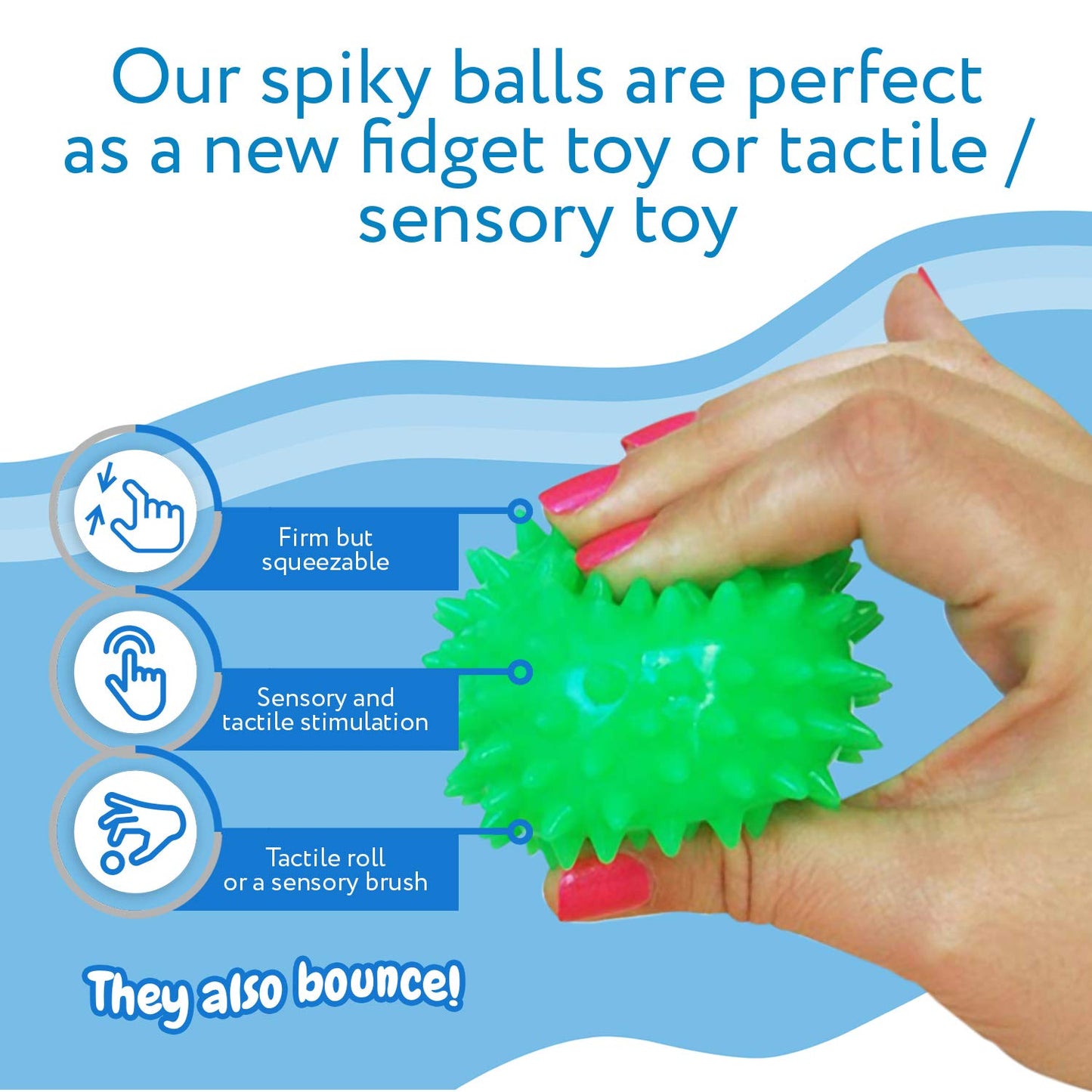 IMPRESA Spiky Balls – 5 Pack Multicolor Fidget Toys for Kids & Adults | Safe, Durable Sensory Tools