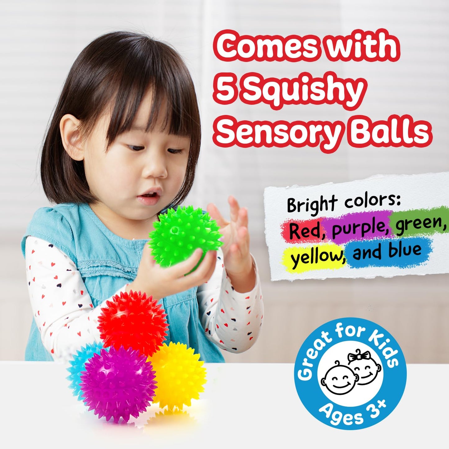 IMPRESA Spiky Balls – 5 Pack Multicolor Fidget Toys for Kids & Adults | Safe, Durable Sensory Tools