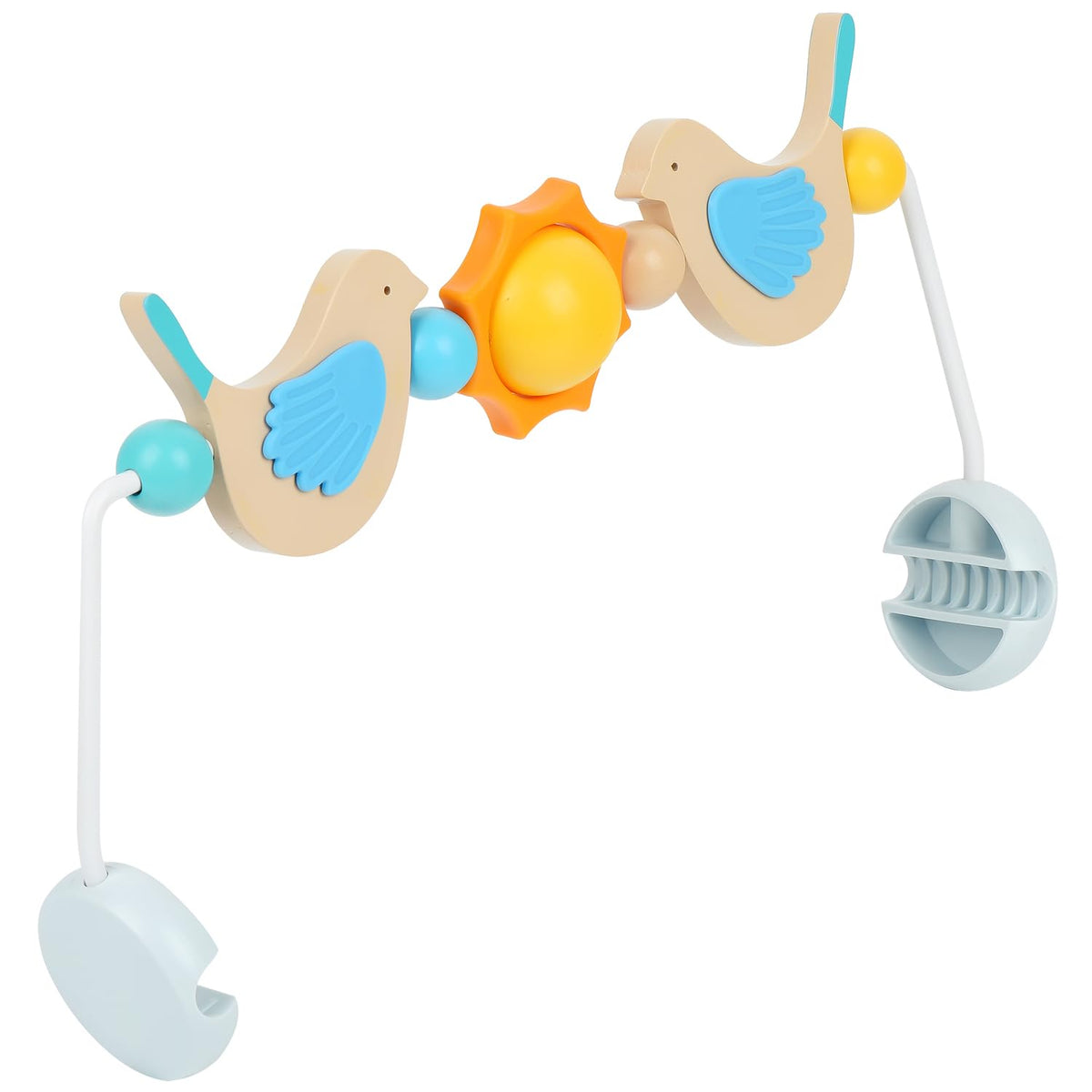 IMPRESA Wooden Toy Bar for BabyBjorn Bouncer - Medium, Splinter-Free Wood with Bird Hand-Eye Play