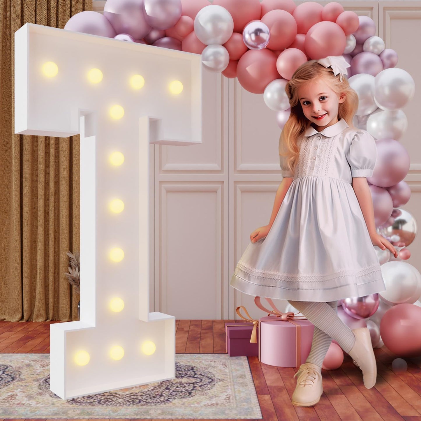 imprsv 4FT Marquee Letter T – Large 48-Inch Party Decor for Birthday, Wedding, Bridal Shower, Engagement, Anniversary