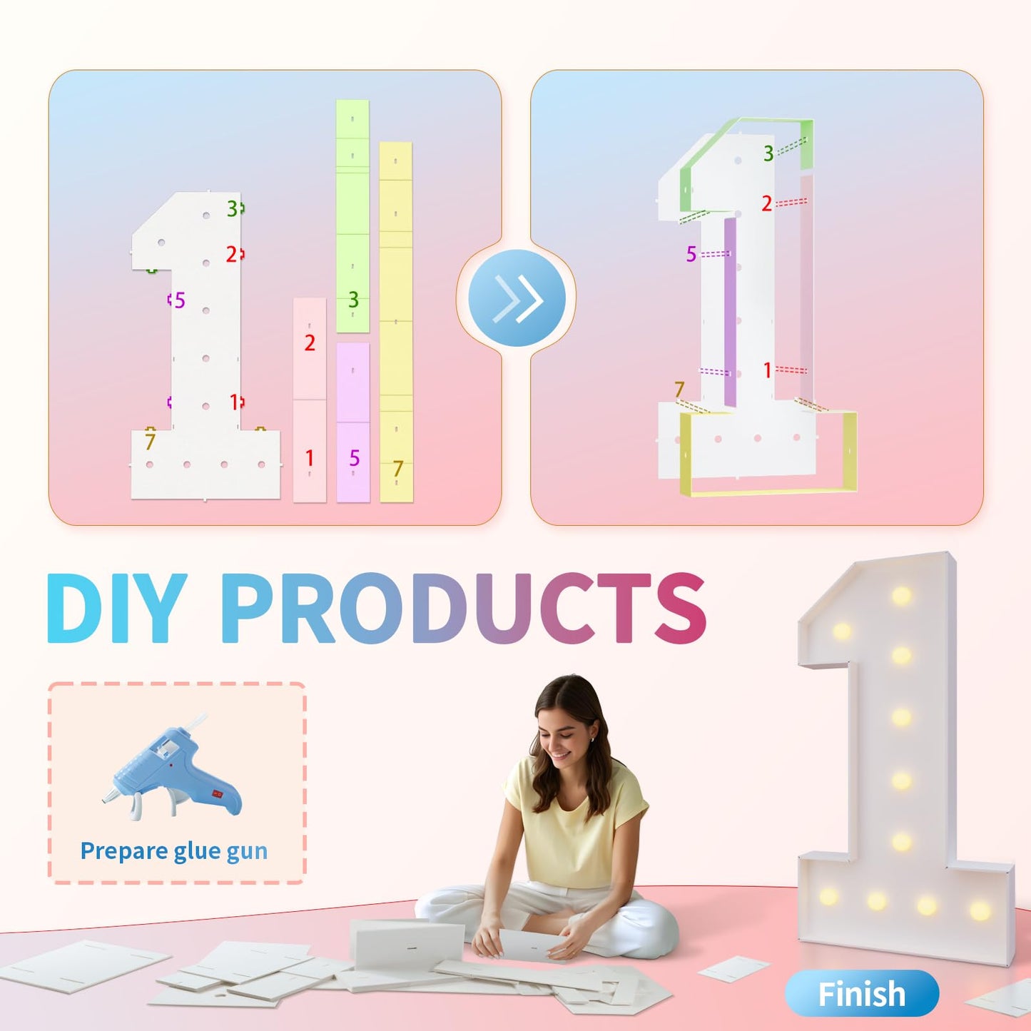 imprsv 4FT Marquee Numbers — DIY Light Up Birthday and Anniversary Decor