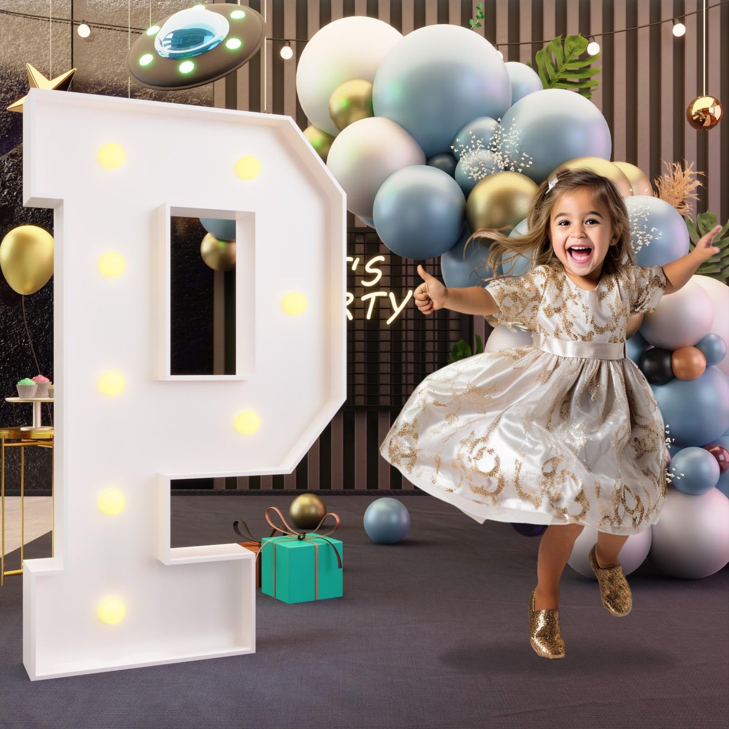 imprsv Marquee Letter P — 3ft Light Up Party Decor for Birthday & Wedding