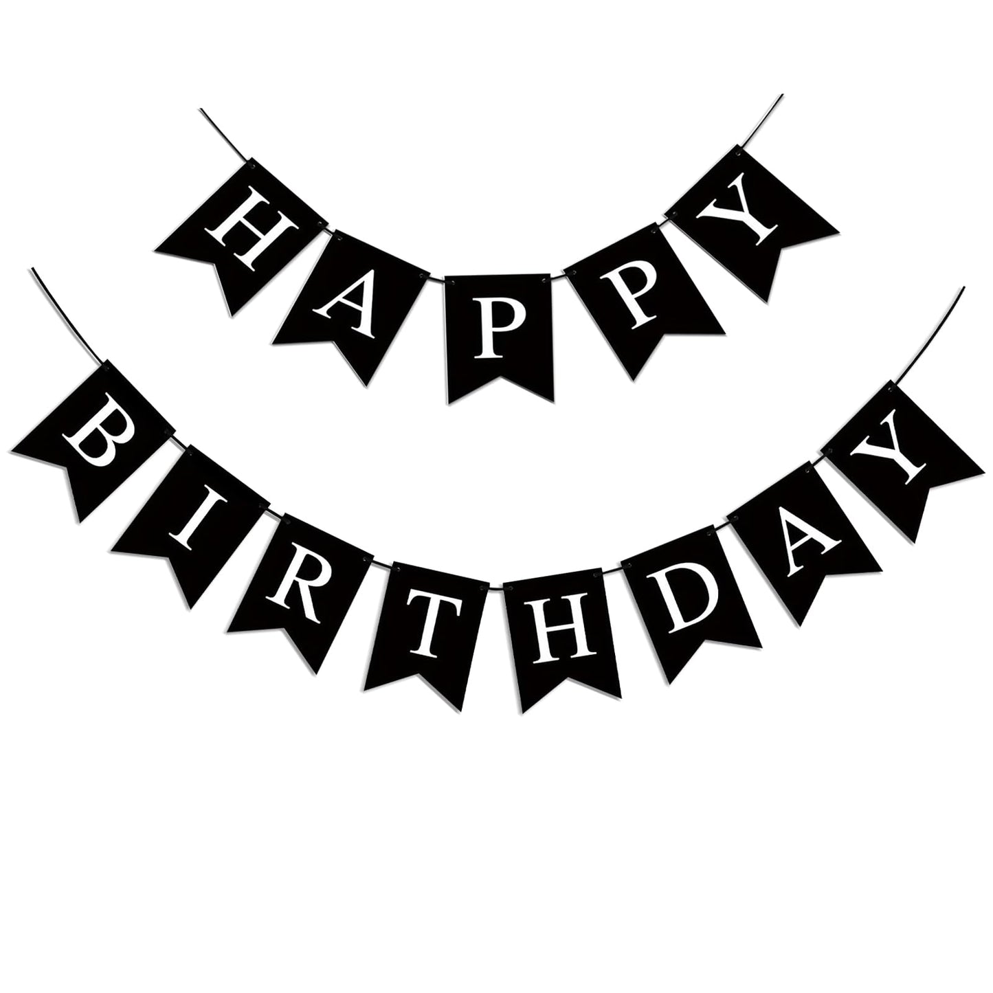 Imtively Happy Birthday Banner – Black Party Backdrop and Decor Sign
