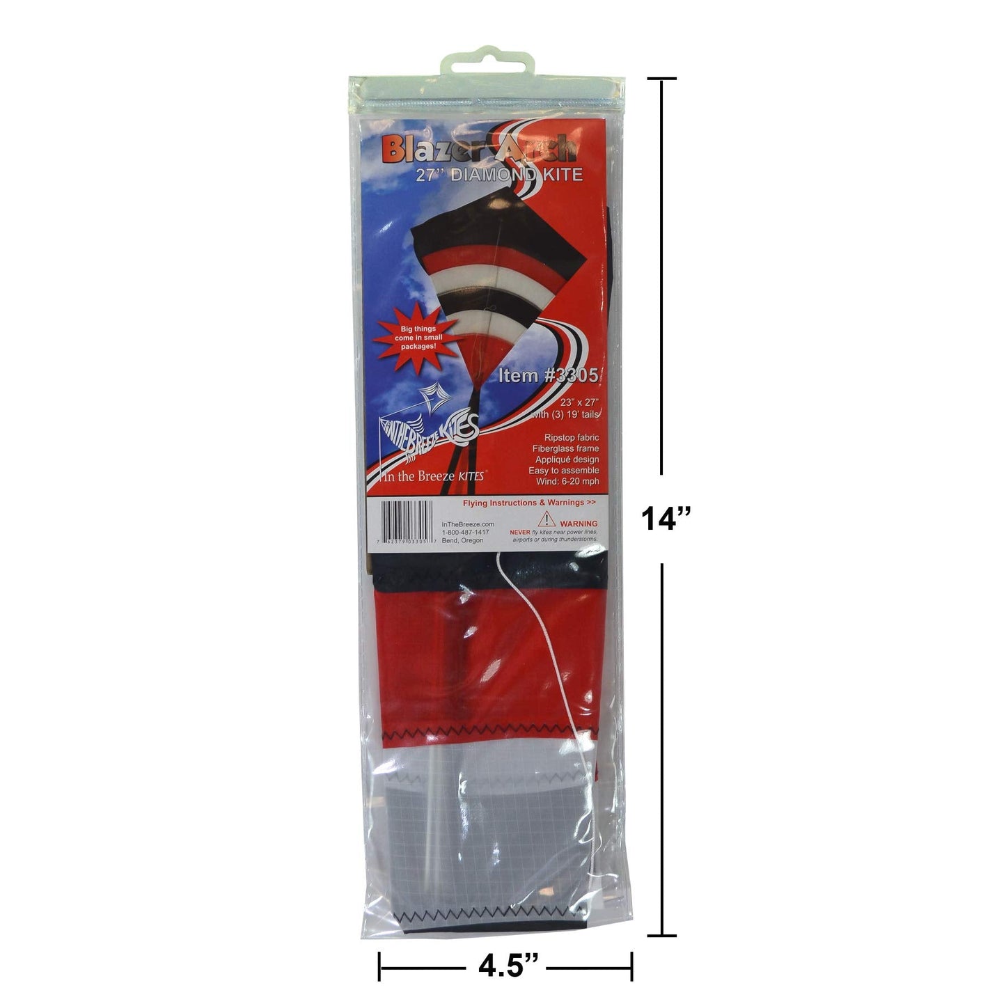 In the Breeze 3305 Blazer Arch Diamond Kite — 27 Inch, Single Line, Includes Line & Bag