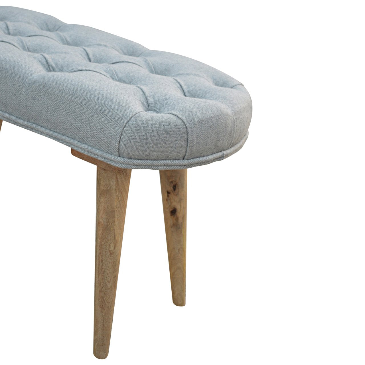 Teal Cotton Velvet Curved Bench
