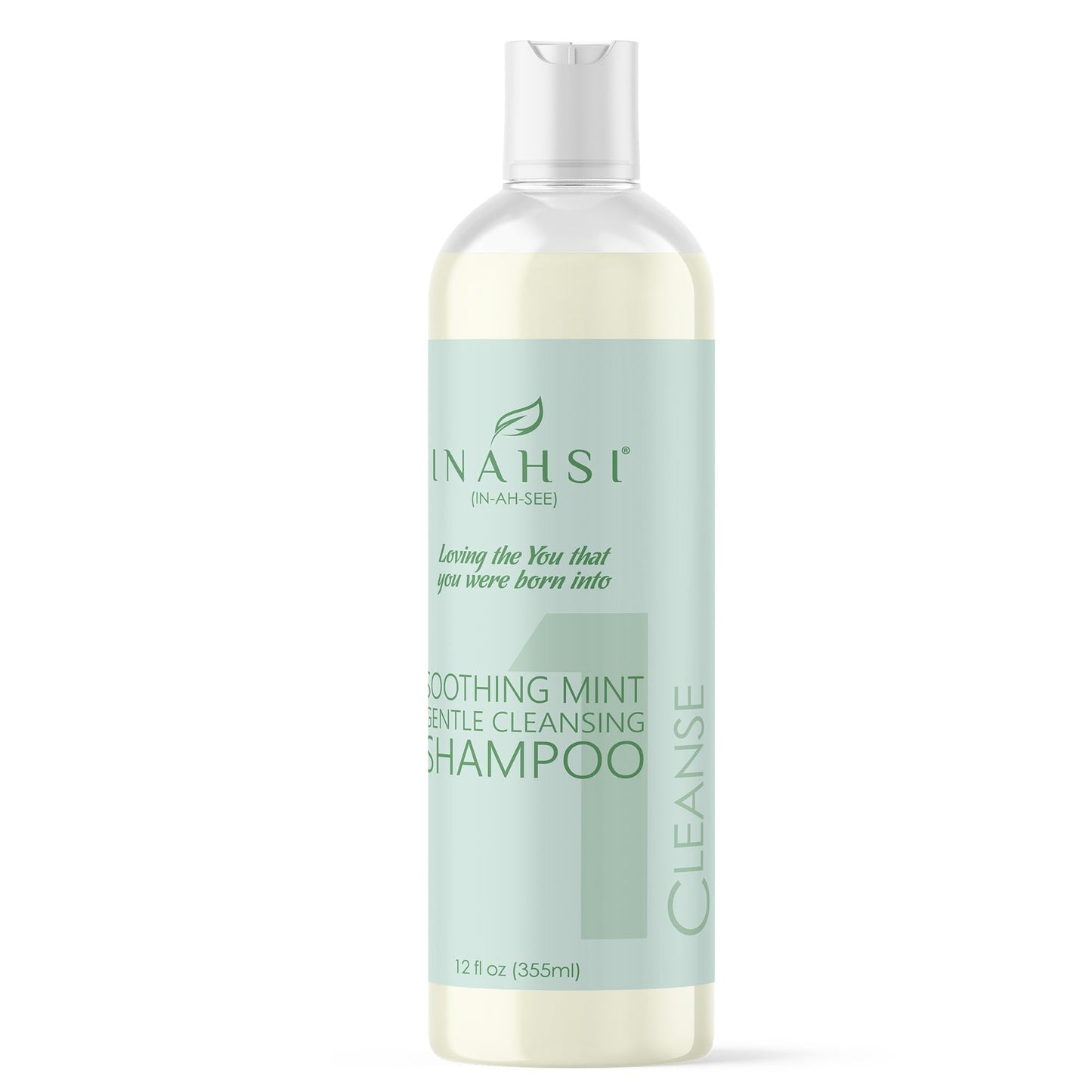 Inahsi Soothing Mint Gentle Cleansing Shampoo – Curl-Friendly, Sulfate-Free, USA Made 12 oz