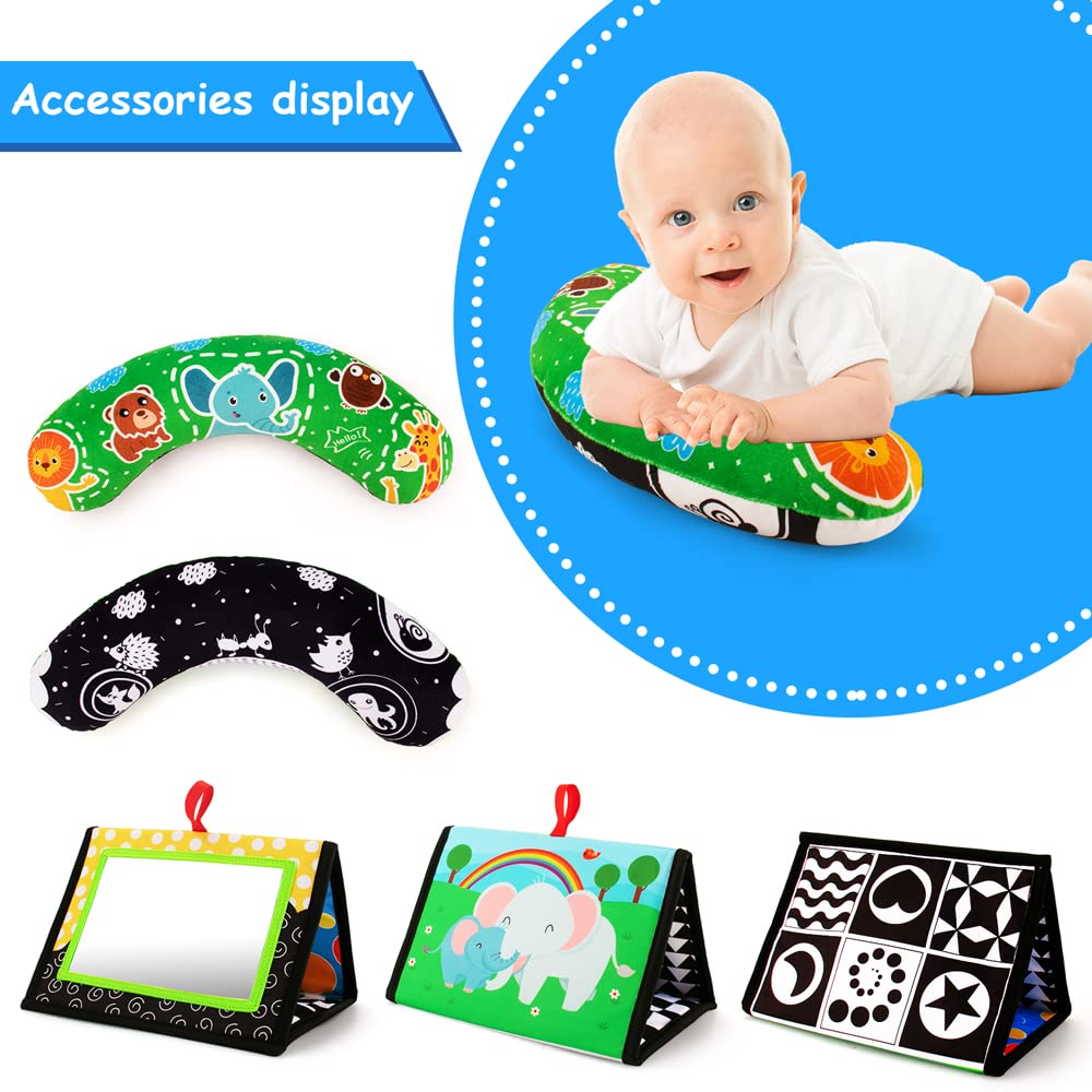 Inbeby Tummy Time Mirror & Play Mat 3-in-1 | High-Contrast Baby Toys